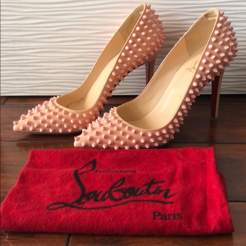 Rare Christian Louboutin Pigalle pink spikes pump